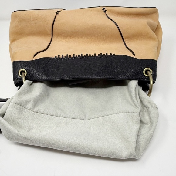 Tre Vero Leather Satchel Tan and Black Women's Handbag - Picture 5 of 16